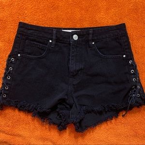 Pacsun Black Denim Shorts Raw-hem Size 26